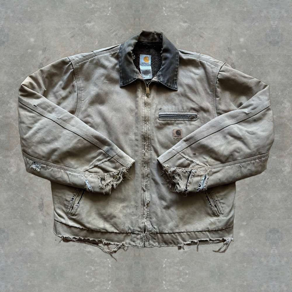 Vintage 90s Carhartt J97 Blanket Lined Detroit Desert Tan Mens L